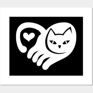 WHITE CAT HEART Posters and Art